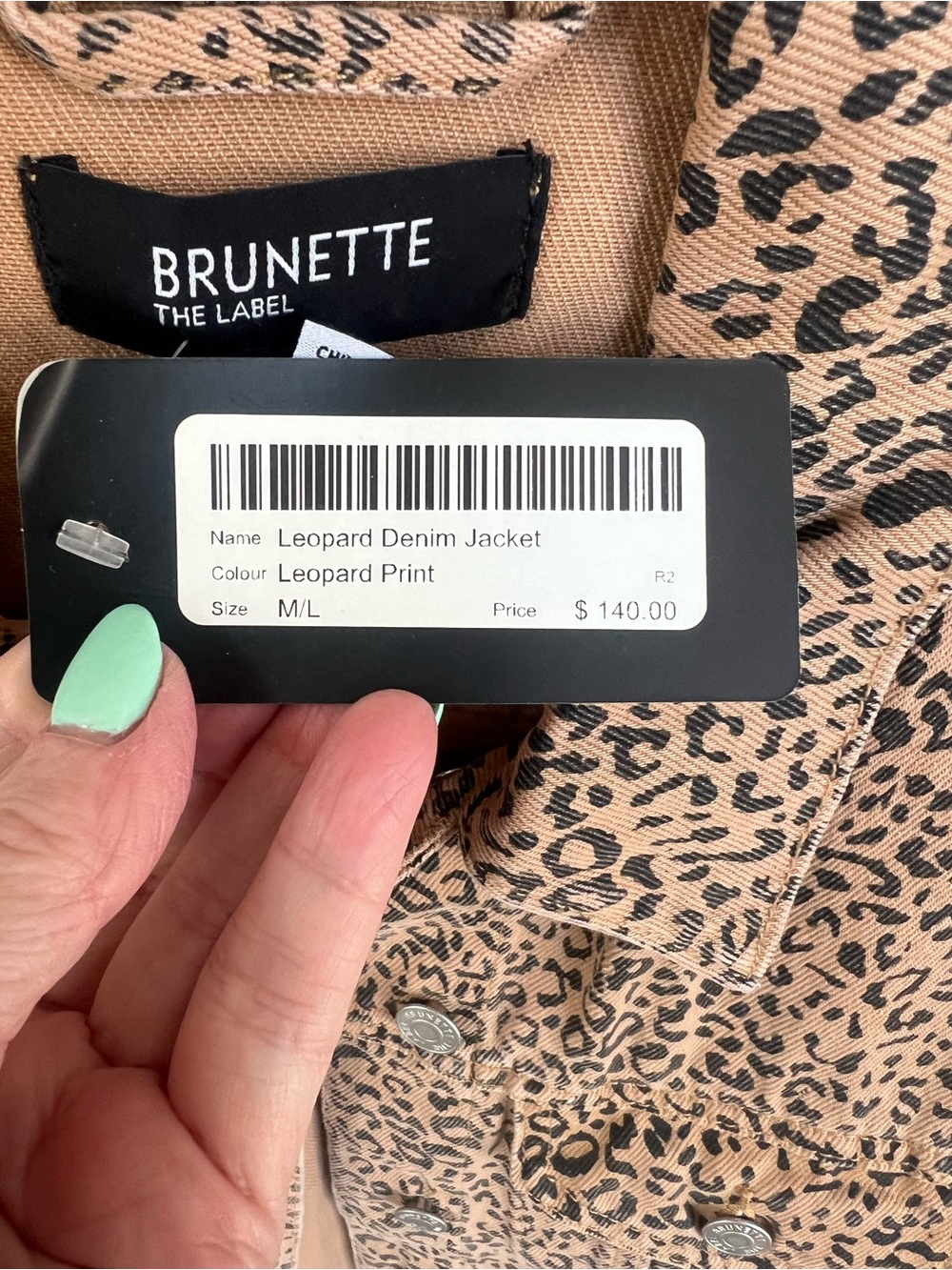 Brunette the Label -Lindsay Leopard Denim Jacket (NWT) M/L *see photos for info - Picture 3 of 16